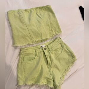 Green denim Shorts Superdown